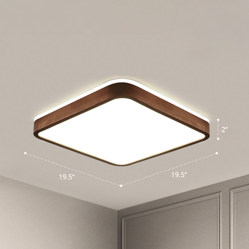 Brown Geometric Flush Ceiling Light Minimalist LED Wooden Flushmount Lighting for Bedroom Clearhalo 'Ceiling Lights' 'Close To Ceiling Lights' 'Close to ceiling' 'Flush mount' Lighting' 2468272