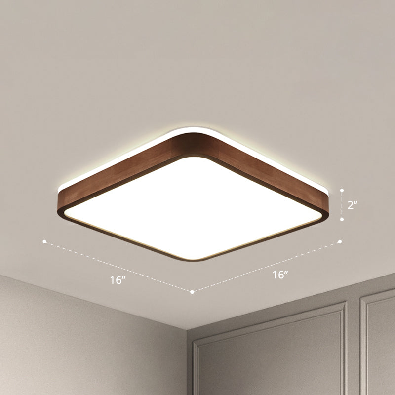 Brown Geometric Flush Ceiling Light Minimalist LED Wooden Flushmount Lighting for Bedroom Clearhalo 'Ceiling Lights' 'Close To Ceiling Lights' 'Close to ceiling' 'Flush mount' Lighting' 2468273