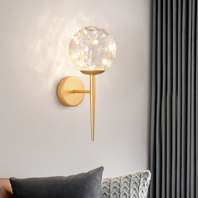 Living Room LED Sconce Lamp Nordic Starry Wall Light Fixture with Ball Glass Shade Clearhalo 'Cast Iron' 'Glass' 'Industrial' 'Modern wall lights' 'Modern' 'Tiffany' 'Traditional wall lights' 'Wall Lamps & Sconces' 'Wall Lights' Lighting' 2468287