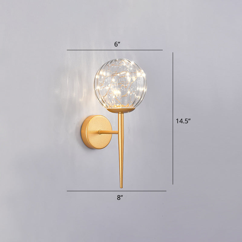 Living Room LED Sconce Lamp Nordic Starry Wall Light Fixture with Ball Glass Shade Clearhalo 'Cast Iron' 'Glass' 'Industrial' 'Modern wall lights' 'Modern' 'Tiffany' 'Traditional wall lights' 'Wall Lamps & Sconces' 'Wall Lights' Lighting' 2468298