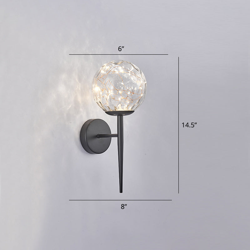 Living Room LED Sconce Lamp Nordic Starry Wall Light Fixture with Ball Glass Shade Clearhalo 'Cast Iron' 'Glass' 'Industrial' 'Modern wall lights' 'Modern' 'Tiffany' 'Traditional wall lights' 'Wall Lamps & Sconces' 'Wall Lights' Lighting' 2468299