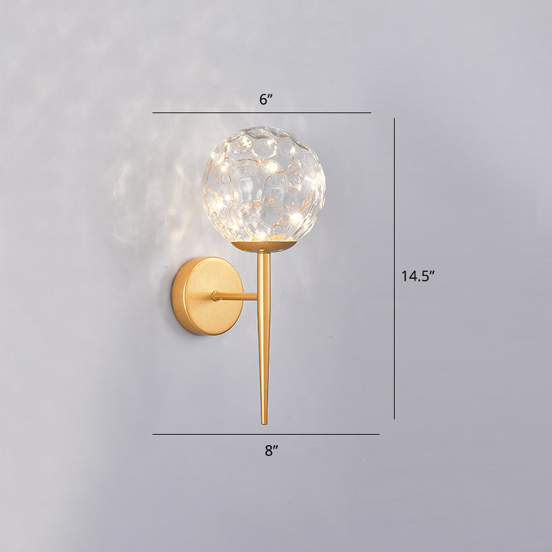 Living Room LED Sconce Lamp Nordic Starry Wall Light Fixture with Ball Glass Shade Clearhalo 'Cast Iron' 'Glass' 'Industrial' 'Modern wall lights' 'Modern' 'Tiffany' 'Traditional wall lights' 'Wall Lamps & Sconces' 'Wall Lights' Lighting' 2468302