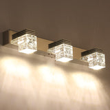 Seedy K9 Crystal Cube Vanity Sconce Contemporary Nickel LED Wall Mounted Light for Bath Clearhalo 'Modern wall lights' 'Modern' 'Vanity Lights' 'Wall Lights' Lighting' 2468305