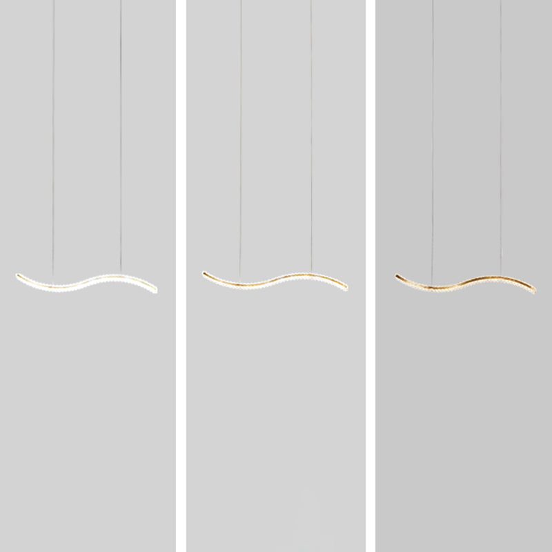 K9 Crystal Wavy Pendant Lighting Simplicity LED Island Ceiling Light for Dining Room Clearhalo 'Ceiling Lights' 'Island Lights' Lighting' 2468423