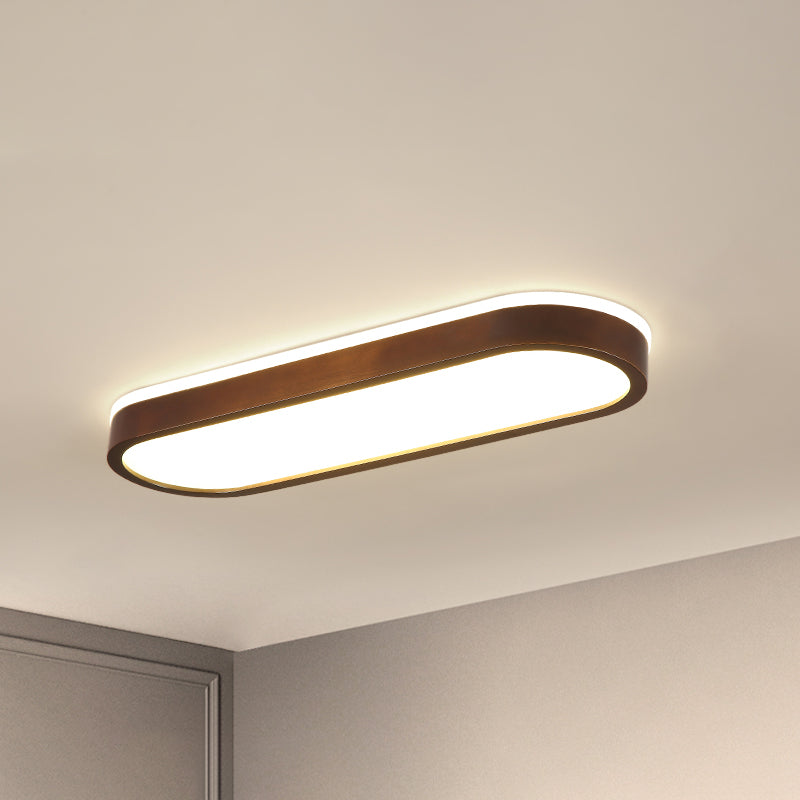 Oblong Surface Mounted Led Ceiling Light Simplicity Wooden Brown Flush Mount Light for Aisle Brown 25.5" Double-sided Clearhalo 'Ceiling Lights' 'Close To Ceiling Lights' 'Close to ceiling' 'Flush mount' Lighting' 2468448