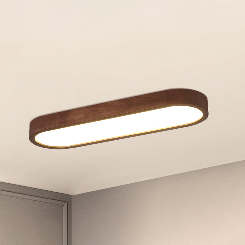 Oblong Surface Mounted Led Ceiling Light Simplicity Wooden Brown Flush Mount Light for Aisle Brown 25.5" Single-sided Clearhalo 'Ceiling Lights' 'Close To Ceiling Lights' 'Close to ceiling' 'Flush mount' Lighting' 2468453