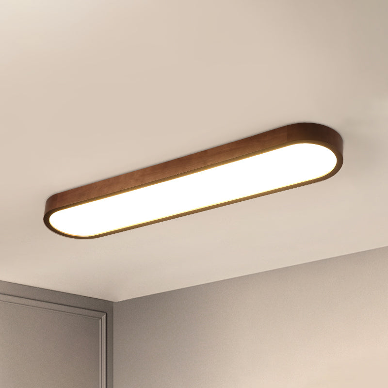 Oblong Surface Mounted Led Ceiling Light Simplicity Wooden Brown Flush Mount Light for Aisle Brown 35.5" Single-sided Clearhalo 'Ceiling Lights' 'Close To Ceiling Lights' 'Close to ceiling' 'Flush mount' Lighting' 2468455
