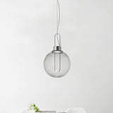 Sphere Pendant Modernist Clear Glass 1 Light Gold/Chrome/Rose Gold Hanging Ceiling Light in White Light Silver Clearhalo 'Ceiling Lights' 'Chandeliers' 'Glass shade' 'Glass' 'Modern Pendants' 'Modern' 'Pendant Lights' 'Pendants' Lighting' 246845