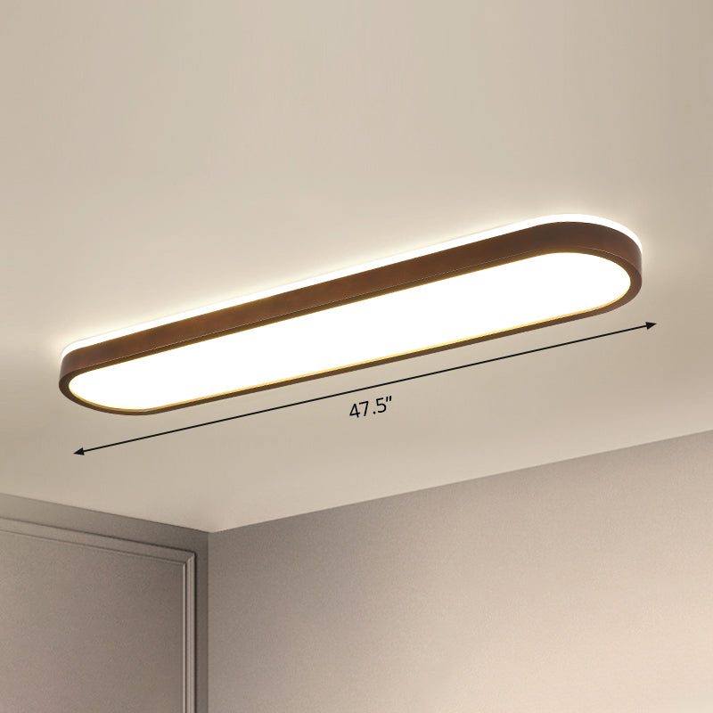 Oblong Surface Mounted Led Ceiling Light Simplicity Wooden Brown Flush Mount Light for Aisle Clearhalo 'Ceiling Lights' 'Close To Ceiling Lights' 'Close to ceiling' 'Flush mount' Lighting' 2468460