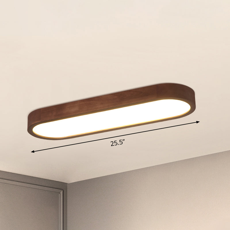 Oblong Surface Mounted Led Ceiling Light Simplicity Wooden Brown Flush Mount Light for Aisle Clearhalo 'Ceiling Lights' 'Close To Ceiling Lights' 'Close to ceiling' 'Flush mount' Lighting' 2468461
