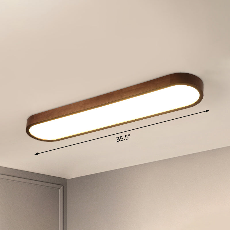 Oblong Surface Mounted Led Ceiling Light Simplicity Wooden Brown Flush Mount Light for Aisle Clearhalo 'Ceiling Lights' 'Close To Ceiling Lights' 'Close to ceiling' 'Flush mount' Lighting' 2468462