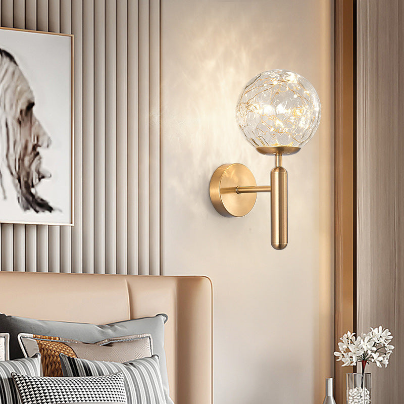 Postmodern Wall Sconce Ball LED Starry Wall Lighting with Glass Shade for Bedroom Clearhalo 'Cast Iron' 'Glass' 'Industrial' 'Modern wall lights' 'Modern' 'Tiffany' 'Traditional wall lights' 'Wall Lamps & Sconces' 'Wall Lights' Lighting' 2468475