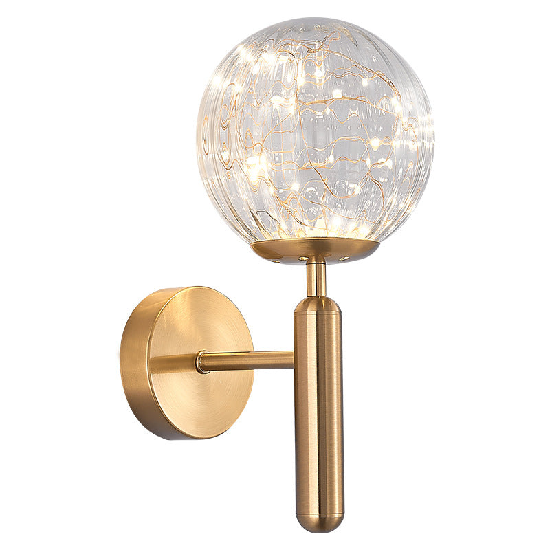Postmodern Wall Sconce Ball LED Starry Wall Lighting with Glass Shade for Bedroom Clearhalo 'Cast Iron' 'Glass' 'Industrial' 'Modern wall lights' 'Modern' 'Tiffany' 'Traditional wall lights' 'Wall Lamps & Sconces' 'Wall Lights' Lighting' 2468484