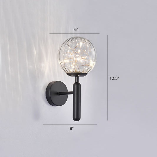 Postmodern Wall Sconce Ball LED Starry Wall Lighting with Glass Shade for Bedroom Clearhalo 'Cast Iron' 'Glass' 'Industrial' 'Modern wall lights' 'Modern' 'Tiffany' 'Traditional wall lights' 'Wall Lamps & Sconces' 'Wall Lights' Lighting' 2468486