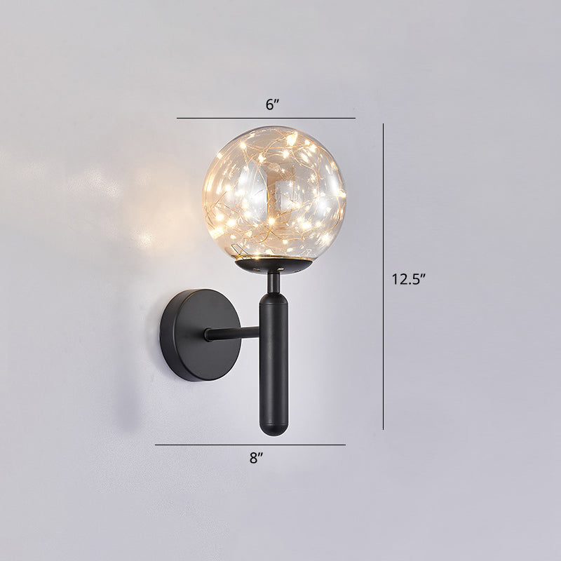 Postmodern Wall Sconce Ball LED Starry Wall Lighting with Glass Shade for Bedroom Clearhalo 'Cast Iron' 'Glass' 'Industrial' 'Modern wall lights' 'Modern' 'Tiffany' 'Traditional wall lights' 'Wall Lamps & Sconces' 'Wall Lights' Lighting' 2468487