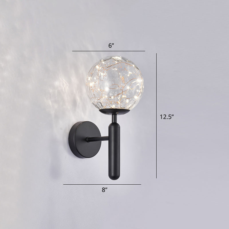 Postmodern Wall Sconce Ball LED Starry Wall Lighting with Glass Shade for Bedroom Clearhalo 'Cast Iron' 'Glass' 'Industrial' 'Modern wall lights' 'Modern' 'Tiffany' 'Traditional wall lights' 'Wall Lamps & Sconces' 'Wall Lights' Lighting' 2468488