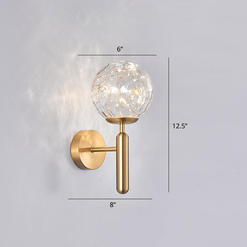 Postmodern Wall Sconce Ball LED Starry Wall Lighting with Glass Shade for Bedroom Clearhalo 'Cast Iron' 'Glass' 'Industrial' 'Modern wall lights' 'Modern' 'Tiffany' 'Traditional wall lights' 'Wall Lamps & Sconces' 'Wall Lights' Lighting' 2468489