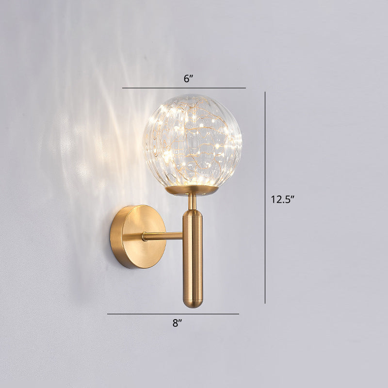 Postmodern Wall Sconce Ball LED Starry Wall Lighting with Glass Shade for Bedroom Clearhalo 'Cast Iron' 'Glass' 'Industrial' 'Modern wall lights' 'Modern' 'Tiffany' 'Traditional wall lights' 'Wall Lamps & Sconces' 'Wall Lights' Lighting' 2468490