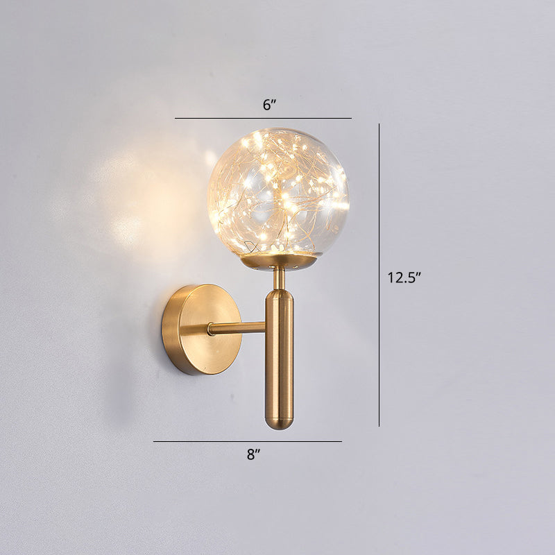 Postmodern Wall Sconce Ball LED Starry Wall Lighting with Glass Shade for Bedroom Clearhalo 'Cast Iron' 'Glass' 'Industrial' 'Modern wall lights' 'Modern' 'Tiffany' 'Traditional wall lights' 'Wall Lamps & Sconces' 'Wall Lights' Lighting' 2468491