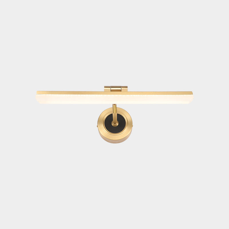 Swing Arm LED Bath Bar Minimalism Acrylic Wall Mounted Vanity Light for Bathroom Gold 18" Arc Clearhalo 'Cast Iron' 'Glass' 'Industrial' 'Modern wall lights' 'Modern' 'Tiffany' 'Traditional wall lights' 'Vanity Lights' 'Wall Lights' Lighting' 2468510