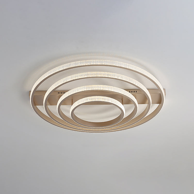 Champagne Loop Shaped Flush Mount Light Modern Metal Semi Flush Mounted Ceiling LED Light Champagne 41" Round Clearhalo 'Ceiling Lights' 'Close To Ceiling Lights' 'Close to ceiling' Lighting' 2468571