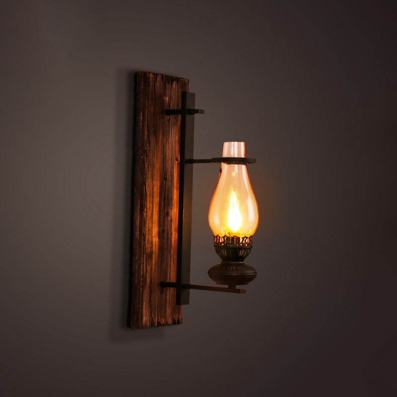 Nautical Geometrical Wall Lamp Wooden Wall Mount Lighting Fixture for Living Room Distressed Wood Long Arm Clearhalo 'Industrial wall lights' 'Industrial' 'Middle century wall lights' 'Rustic wall lights' 'Tiffany' 'Wall Lamps & Sconces' 'Wall Lights' Lighting' 2468592