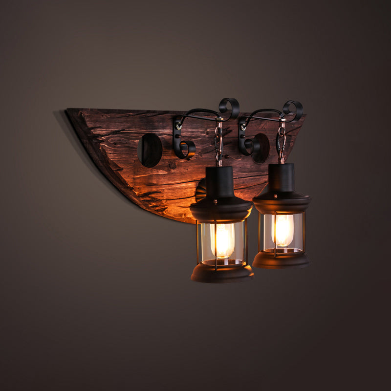 Nautical Geometrical Wall Lamp Wooden Wall Mount Lighting Fixture for Living Room Distressed Wood Semicircle Clearhalo 'Industrial wall lights' 'Industrial' 'Middle century wall lights' 'Rustic wall lights' 'Tiffany' 'Wall Lamps & Sconces' 'Wall Lights' Lighting' 2468594