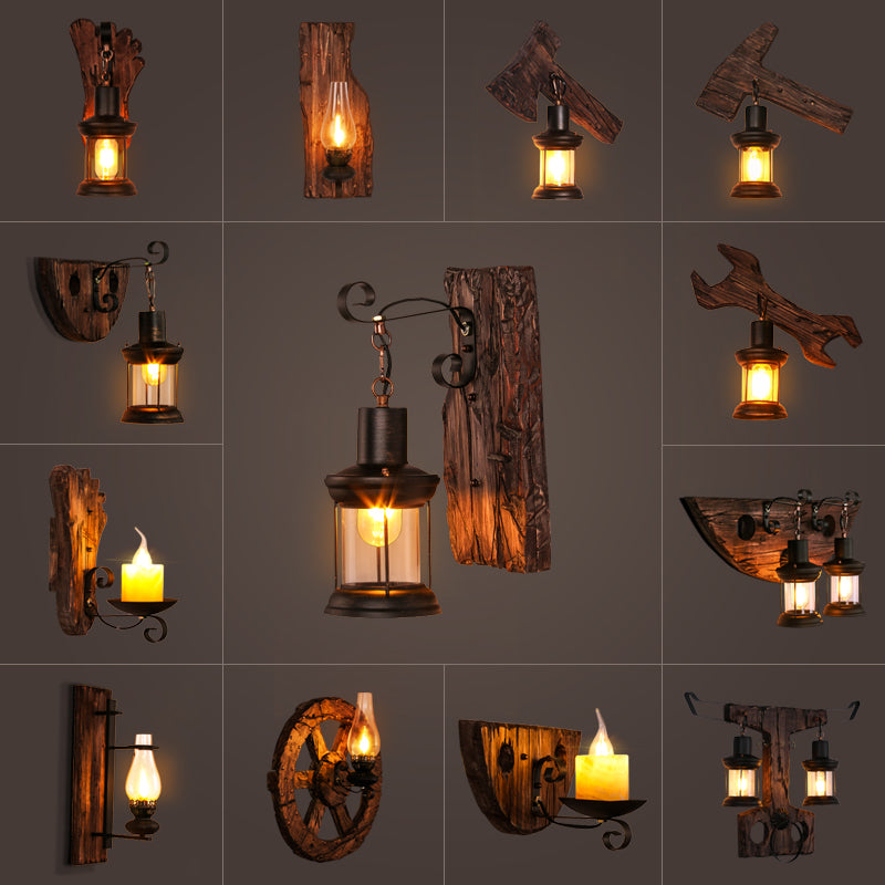 Nautical Geometrical Wall Lamp Wooden Wall Mount Lighting Fixture for Living Room Clearhalo 'Industrial wall lights' 'Industrial' 'Middle century wall lights' 'Rustic wall lights' 'Tiffany' 'Wall Lamps & Sconces' 'Wall Lights' Lighting' 2468596