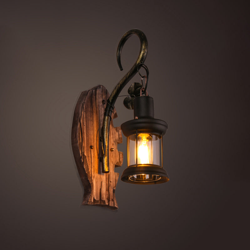 Nautical Geometrical Wall Lamp Wooden Wall Mount Lighting Fixture for Living Room Distressed Wood Fish Clearhalo 'Industrial wall lights' 'Industrial' 'Middle century wall lights' 'Rustic wall lights' 'Tiffany' 'Wall Lamps & Sconces' 'Wall Lights' Lighting' 2468599