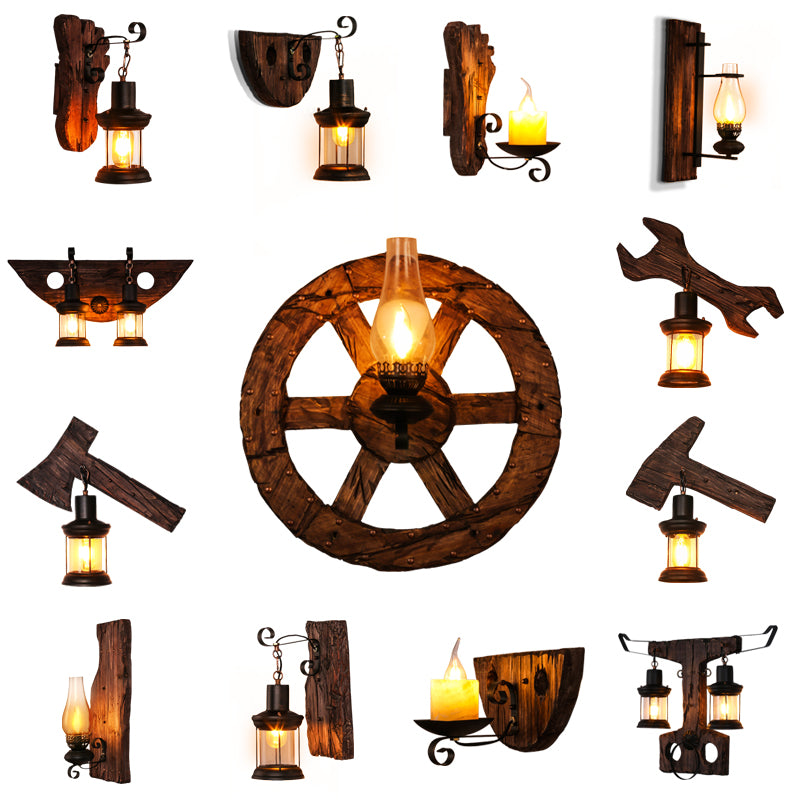 Nautical Geometrical Wall Lamp Wooden Wall Mount Lighting Fixture for Living Room Clearhalo 'Industrial wall lights' 'Industrial' 'Middle century wall lights' 'Rustic wall lights' 'Tiffany' 'Wall Lamps & Sconces' 'Wall Lights' Lighting' 2468600