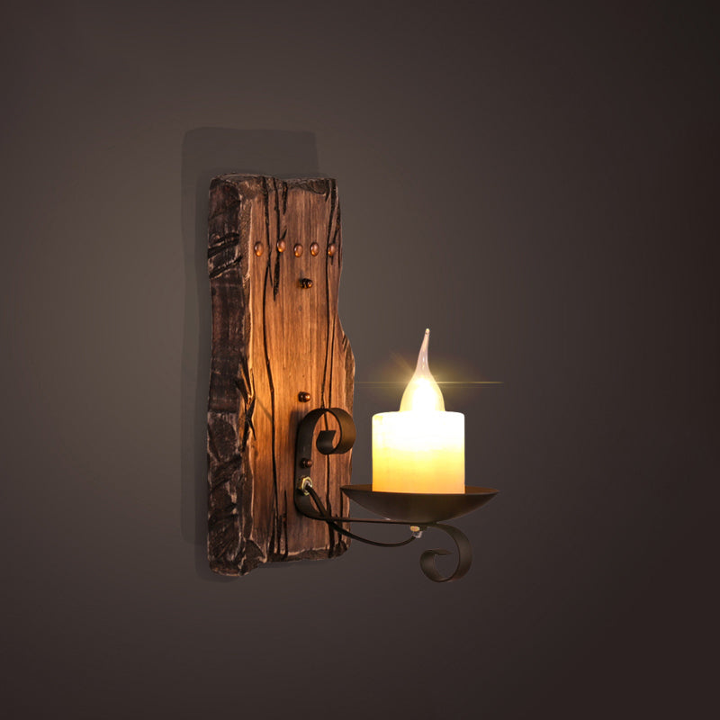 Nautical Geometrical Wall Lamp Wooden Wall Mount Lighting Fixture for Living Room Distressed Wood Candle Clearhalo 'Industrial wall lights' 'Industrial' 'Middle century wall lights' 'Rustic wall lights' 'Tiffany' 'Wall Lamps & Sconces' 'Wall Lights' Lighting' 2468617