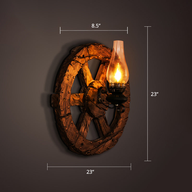 Nautical Geometrical Wall Lamp Wooden Wall Mount Lighting Fixture for Living Room Clearhalo 'Industrial wall lights' 'Industrial' 'Middle century wall lights' 'Rustic wall lights' 'Tiffany' 'Wall Lamps & Sconces' 'Wall Lights' Lighting' 2468619