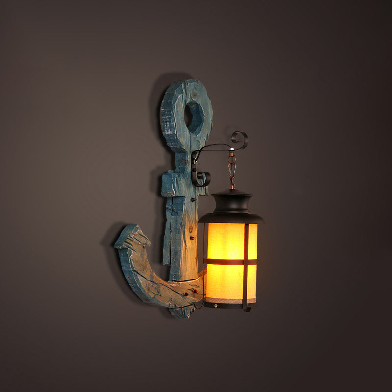 Nautical Geometrical Wall Lamp Wooden Wall Mount Lighting Fixture for Living Room Distressed Wood Anchor Clearhalo 'Industrial wall lights' 'Industrial' 'Middle century wall lights' 'Rustic wall lights' 'Tiffany' 'Wall Lamps & Sconces' 'Wall Lights' Lighting' 2468629