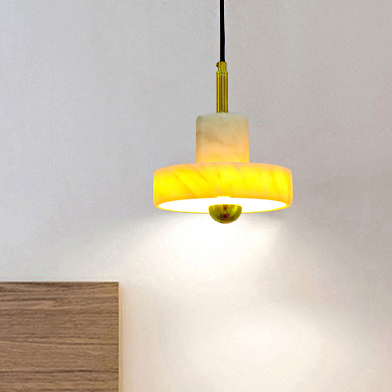 Drum Pendant Lamp Contemporary Marble 1 Light Black/White/Pink Hanging Ceiling Light Fixture for Bedroom White Clearhalo 'Ceiling Lights' 'Modern Pendants' 'Modern' 'Pendant Lights' 'Pendants' Lighting' 246884