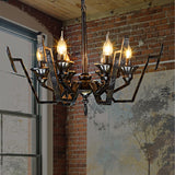 Black 6 Lights Chandelier Lighting Rustic Metal Candelabra Pendant Lamp for Bedroom Clearhalo 'Ceiling Lights' 'Chandeliers' Lighting' options 246885