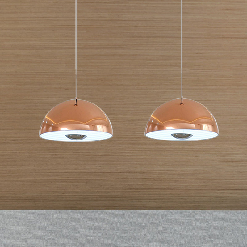 Nordic Dome Hanging Lamp Metal 1/2/3 Heads White/Black/Rose Gold Pendant Light Fixture for Dining Room, 12"/16"/19.5" Wide Clearhalo 'Ceiling Lights' 'Modern Pendants' 'Modern' 'Pendant Lights' 'Pendants' Lighting' 247165