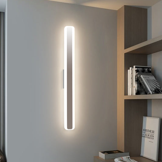 Contemporary 16"/20" Wide LED Vanity Light with Acrylic Shade White Rectangular Mirror Lamp in Warm/White Light Clearhalo 'Modern wall lights' 'Modern' 'Vanity Lights' 'Wall Lights' Lighting' 2472037