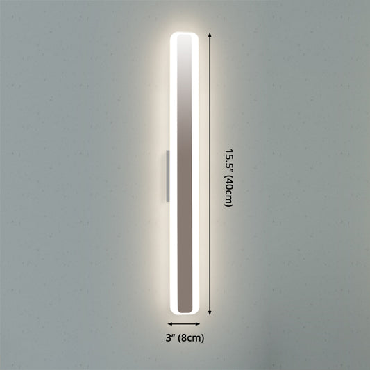 Contemporary 16"/20" Wide LED Vanity Light with Acrylic Shade White Rectangular Mirror Lamp in Warm/White Light Clearhalo 'Modern wall lights' 'Modern' 'Vanity Lights' 'Wall Lights' Lighting' 2472038