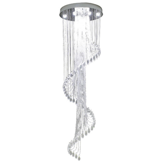 Crystal Spiral Cluster Pendant Lamp Modernist 13 Lights Living Room LED Hanging Light Kit in Silver Clearhalo 'Ceiling Lights' 'Modern Pendants' 'Modern' 'Pendant Lights' 'Pendants' Lighting' 2472400