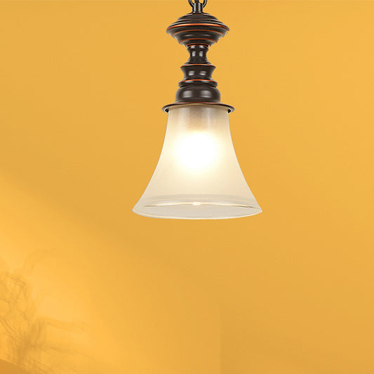 Red Brown Bell Pendant Ceiling Light Traditional Frosted Glass 1 Light Living Room Hanging Lamp Red Brown Clearhalo 'Ceiling Lights' 'Glass shade' 'Glass' 'Pendant Lights' 'Pendants' Lighting' 247291