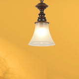 Red Brown Bell Pendant Ceiling Light Traditional Frosted Glass 1 Light Living Room Hanging Lamp Red Brown Clearhalo 'Ceiling Lights' 'Glass shade' 'Glass' 'Pendant Lights' 'Pendants' Lighting' 247291