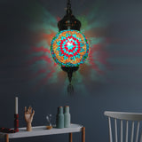 1/4 Bulbs Sphere Ceiling Light Tradition Red/Blue/Gold Glass Suspended Lighting Fixture for Restaurant Blue 1 Clearhalo 'Ceiling Lights' 'Glass shade' 'Glass' 'Pendant Lights' 'Pendants' Lighting' 247300