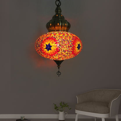 Spherical Ceiling Lamp Vintage White/Red/Blue Glass 1/5 Bulbs Pendant Light Fixture for Coffee House Red Clearhalo 'Ceiling Lights' 'Glass shade' 'Glass' 'Pendant Lights' 'Pendants' Lighting' 247426