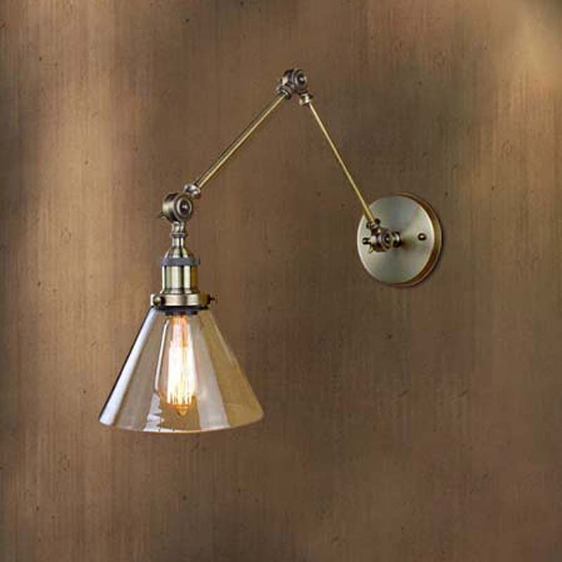 1 Light Tapered Sconce Light Fixture Vintage Style Satin Brass/Chrome/Antique Brass Clear Glass Wall Lamp for Living Room Antique Brass Clearhalo 'Art deco wall lights' 'Cast Iron' 'Glass' 'Industrial wall lights' 'Industrial' 'Middle century wall lights' 'Modern' 'Rustic wall lights' 'Tiffany' 'Traditional wall lights' 'Wall Lamps & Sconces' 'Wall Lights' Lighting' 247529