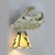 Leaf Wall Lighting with Resin Sleeping Angel Country Style Stained Glass 1 Head Wall Sconce Light in Clear/Beige Beige Clearhalo 'Industrial' 'Middle century wall lights' 'Tiffany wall lights' 'Tiffany' 'Wall Lamps & Sconces' 'Wall Lights' Lighting' 24762
