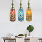 1/3 Bulbs Urn Ceiling Lamp Tradition Red/Sky Blue/Gold Glass Suspended Lighting Fixture for Dining Room Multi-Color 3 Clearhalo 'Ceiling Lights' 'Close To Ceiling Lights' 'Glass shade' 'Glass' 'Pendant Lights' 'Pendants' Lighting' 247636
