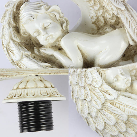 Country Loft Angel Sconce Light with Conical Shade 1 Light Resin Bedroom Wall Lighting in White/Blue Clearhalo 'Industrial' 'Middle century wall lights' 'Tiffany wall lights' 'Tiffany' 'Wall Lamps & Sconces' 'Wall Lights' Lighting' 24769