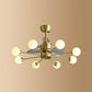Ivory Glass Molecule Hanging Fan Lamp Postmodern Style Brass Semi Mount Lighting with Remote, 3 Blades 8.0 Brass Remote Clearhalo 'Ceiling Fans with Lights' 'Ceiling Fans' 'Modern Ceiling Fans' 'Modern' Lighting' 2477422