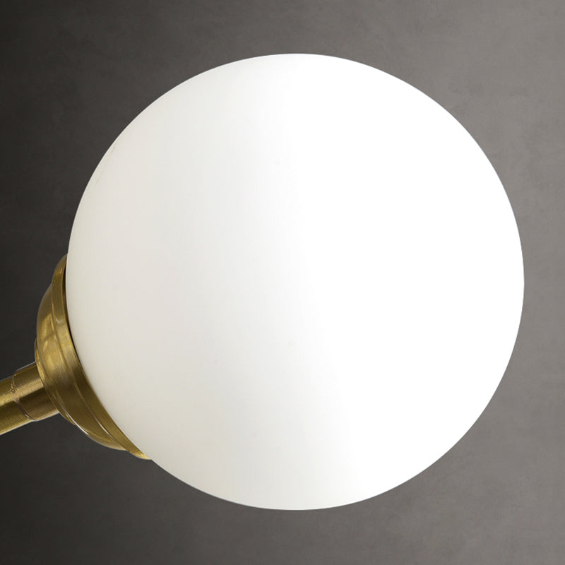 Ivory Glass Molecule Hanging Fan Lamp Postmodern Style Brass Semi Mount Lighting with Remote, 3 Blades Clearhalo 'Ceiling Fans with Lights' 'Ceiling Fans' 'Modern Ceiling Fans' 'Modern' Lighting' 2477428