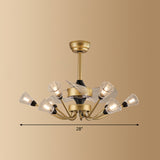Prismatic Crystal Cone Semi Flush Mount Chandelier Postmodern Brass 3-Blade Hanging Fan Light with Remote Clearhalo 'Ceiling Fans with Lights' 'Ceiling Fans' 'Modern Ceiling Fans' 'Modern' Lighting' 2477463